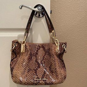 Michael Kors Snake Leather Hobo Shoulder Bag